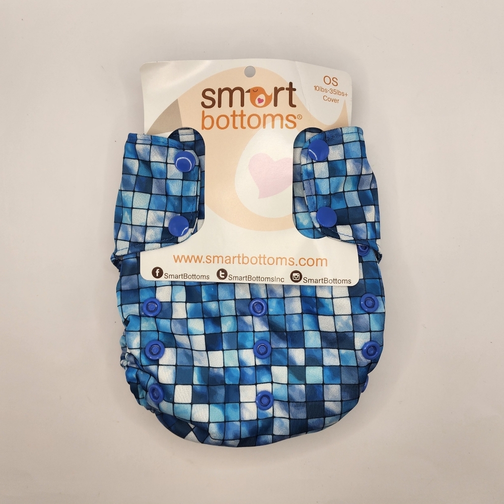 NWT Smart Bottoms OS Cloth Diaper Cover Reflections Blue 10-35+ lbs